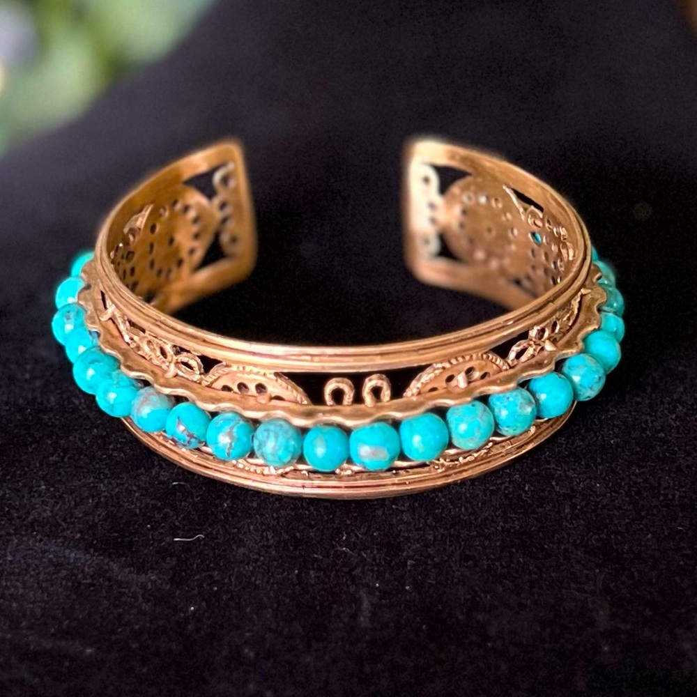 Bronze and Turquoise Cuff Bracelet
